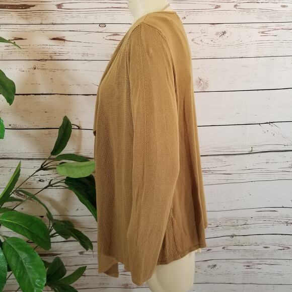 August Silk Cardigan sweater Cascade Open front Brown Size Women's Large - Picture 5 of 9